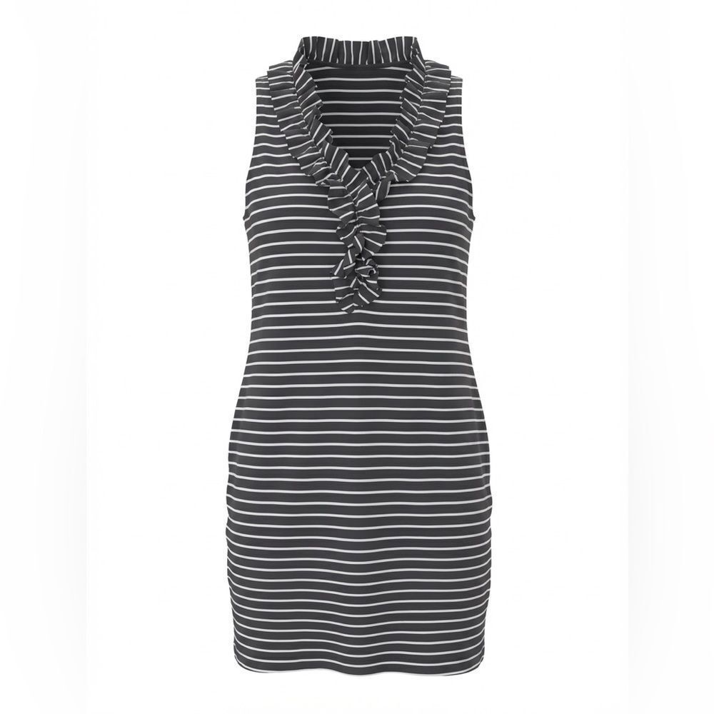 KATE SPADE WOMENS DRESS BLACK WITH WHITE STRIPES SIZE 4